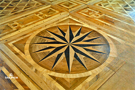 Château de Fléchères, parquet en rosace