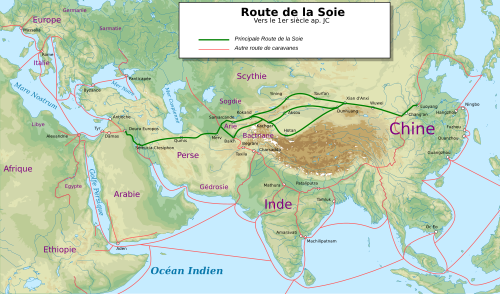 Carte de la Route de la Soie au Ier siècle