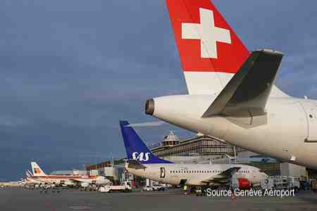 Genève aéroport, parking avion