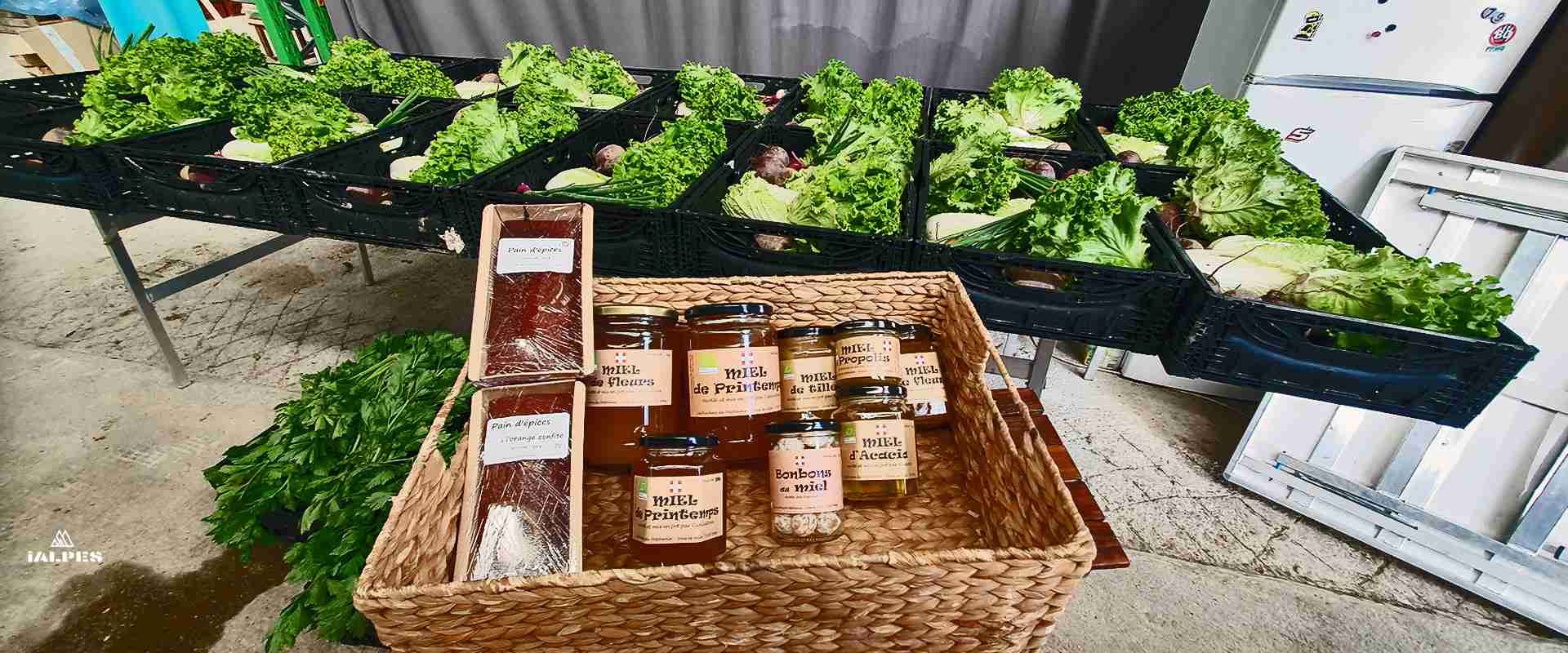 Présentoire de légume, Le Motz Gourmand, en Savoie